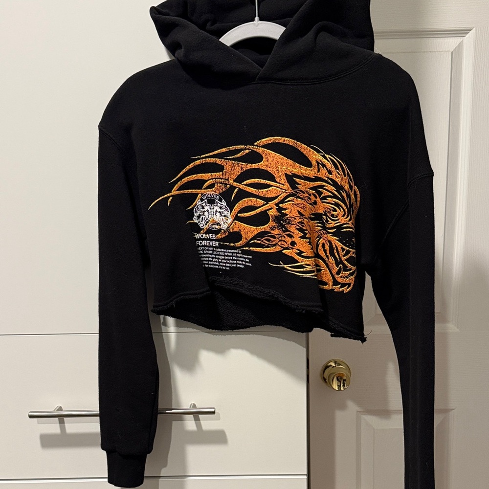 Darc Sport Black and Orange Cropped Hoodie